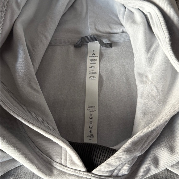 Lululemon All Yours Gray & Black Colourblock 100% Cotton Terry Hoodie w/Pockets - Picture 7 of 13